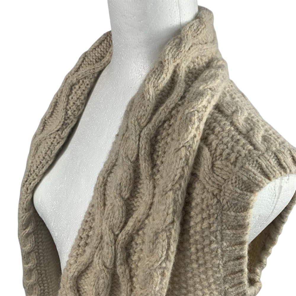 Eddie Bauer Cable Knit Vest Hand Knit Look Wool Oatmeal Heritage Cottage Coastal - Picture 6 of 12